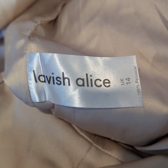 Lavish Alice * One-Shoulder Faux Wrap Dress * Champagne – Size 10 - Picture 6 of 6